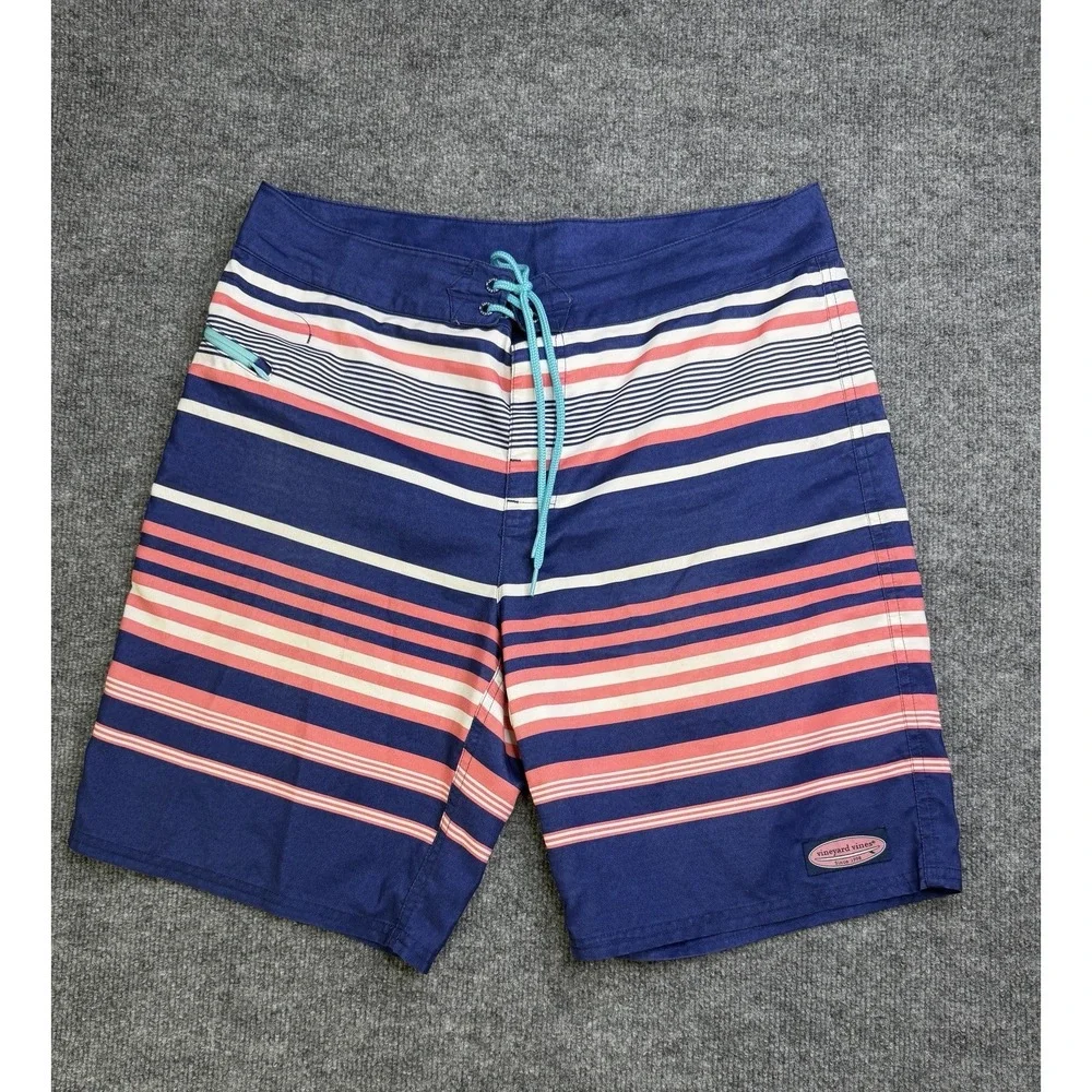 Vineyard Vines Americana Stripe Men's Sz 33 Board Shorts‎ Swim Pool Summer Beach